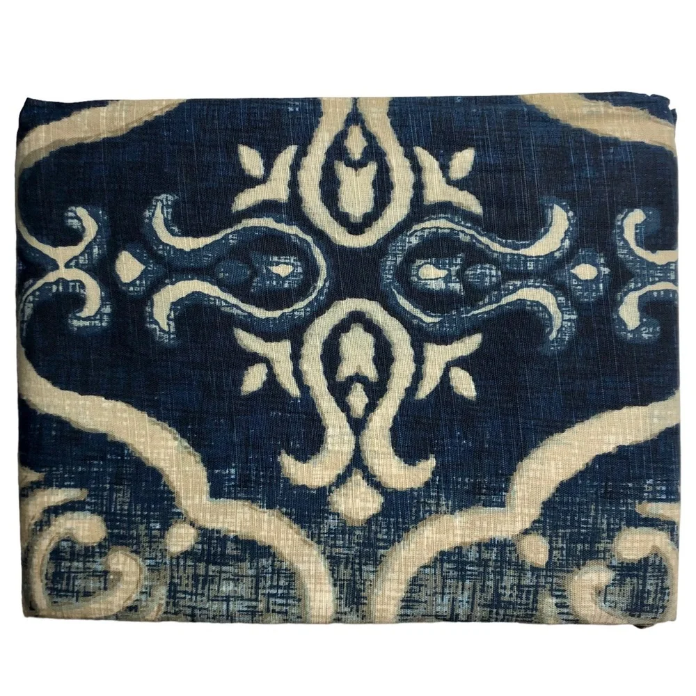 NOBLE EXCELLENCE Medallion Blue Beige Shower Curtain NWT